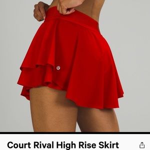 Lululemon Court Rival High Rise Skirt Red size 6 8
